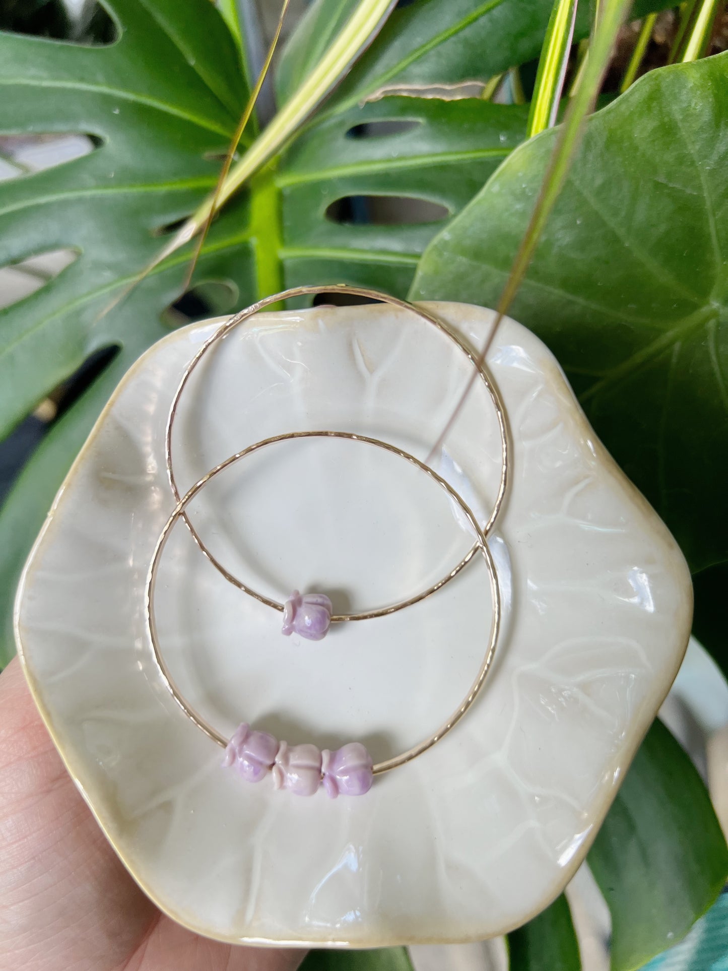 Lavender crown flower bangle