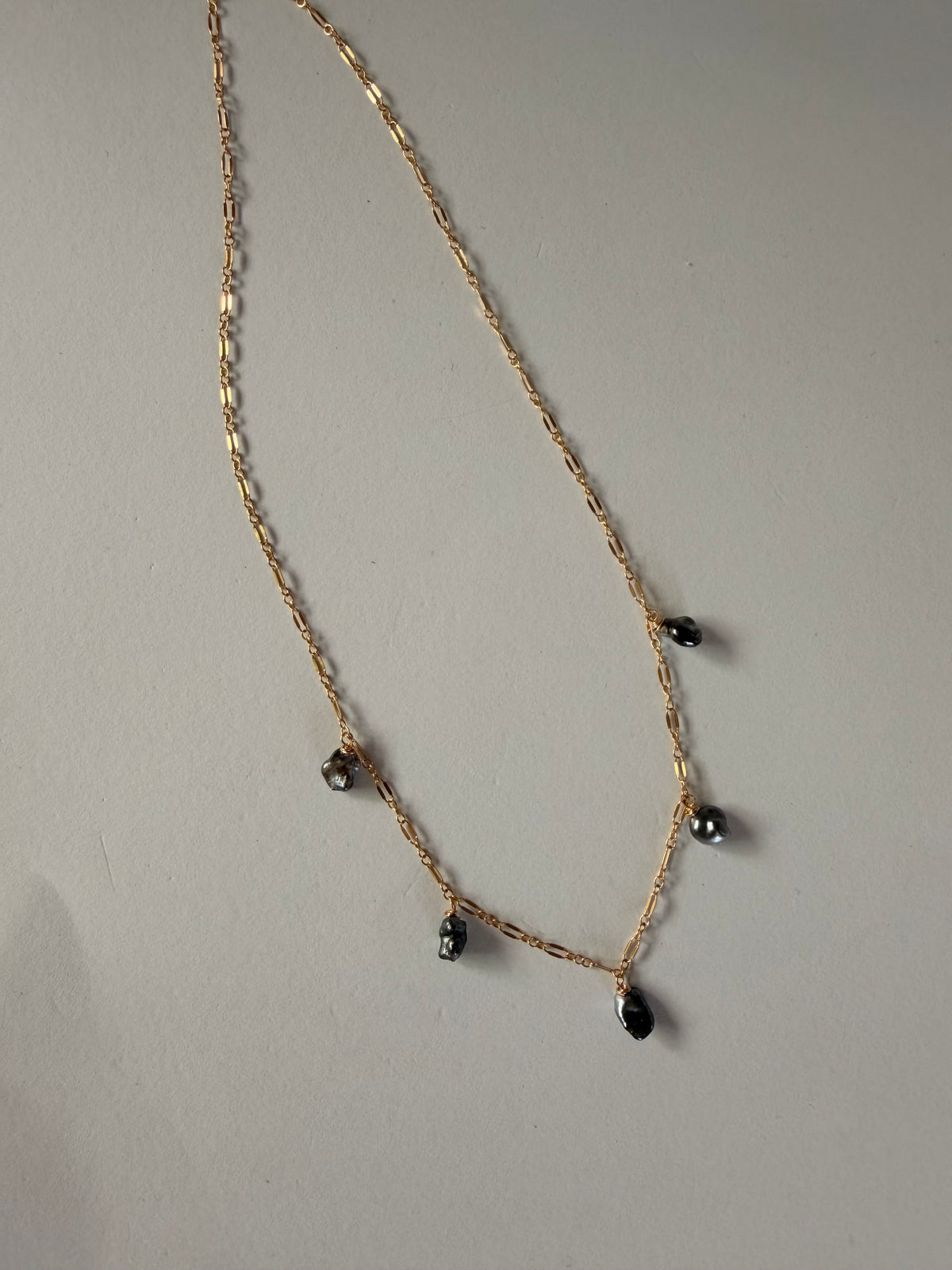 5 keshi drop necklace