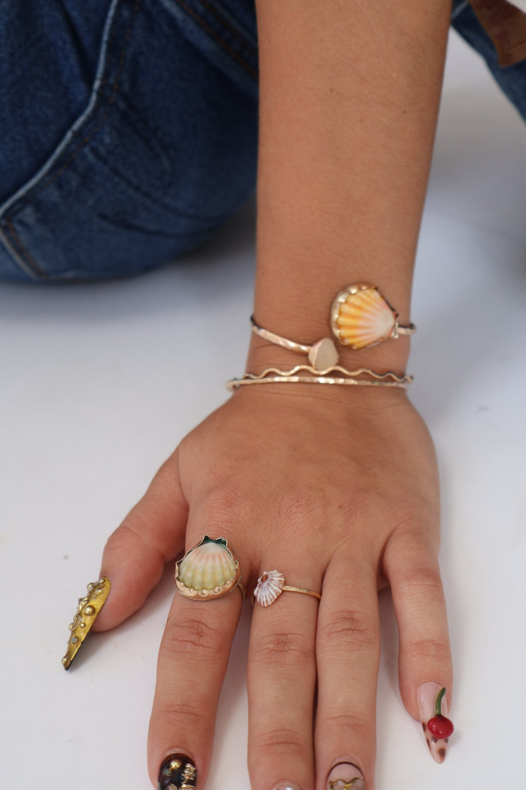 Bezel Sunny & White Sea glass