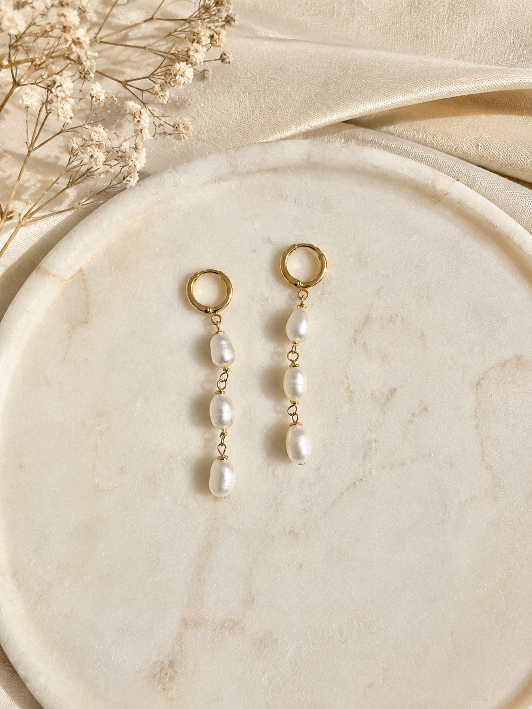 White Drop Earrings